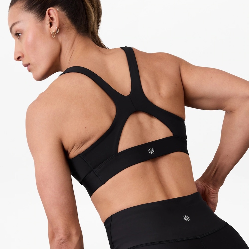 Athleta women’s black Interval Bra D-DD medium impact sports bra size M